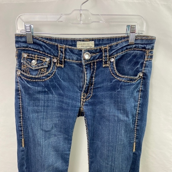 LA Idol USA New Fashion Size 9 Denim Blue Jeans - Picture 2 of 14